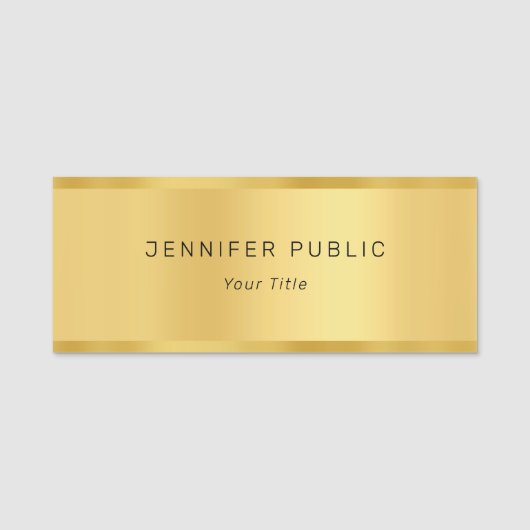Glamour Gold Moderne elegante Template Rectangle Namensschild (Vorderseite)