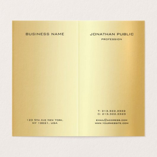 Glamour Gold Moderne Monogram Beruflich Elegant Visitenkarten (Innenseite Aufgefaltet)