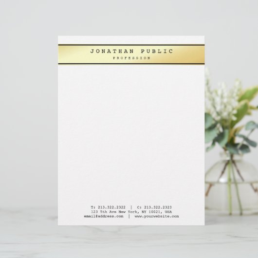 Glamour Gold Moderne schicke Elegant Template Top Briefbogen (Stehend Vorderseite)