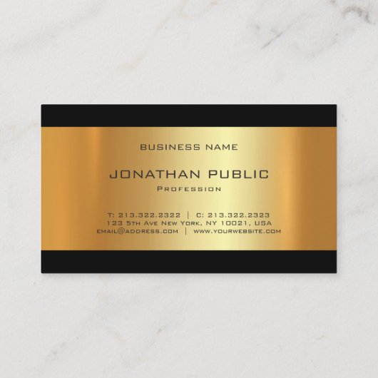 Glamour Gold Moderner Graceful Luxury Elegant Schl Visitenkarte (Rückseite)