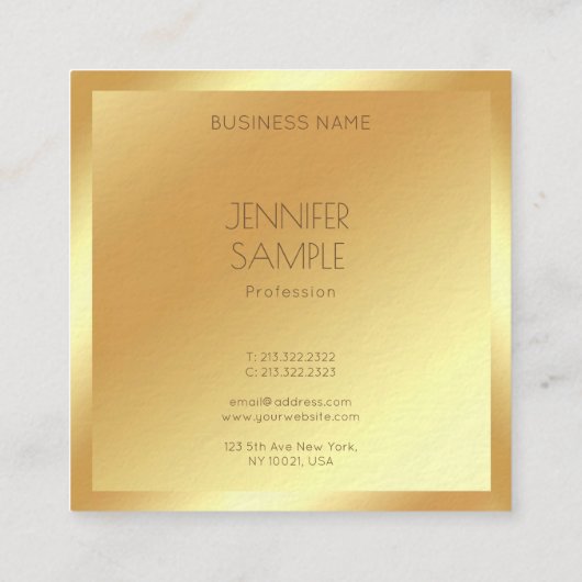 Glamour Gold Modernes Template Luxus Premium Dick Quadratische Visitenkarte (Rückseite)