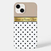 Glamour Gold Name Champagne & White Black Dot Case-Mate iPhone Hülle (Rückseite)