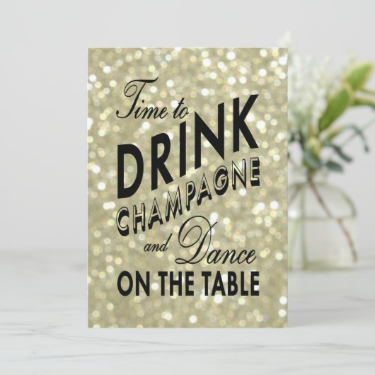 Glamour Gold Probe Dinner Einladung (Stehend Vorderseite)