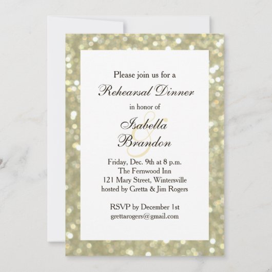 Glamour Gold Probe Dinner Einladung (Rückseite)