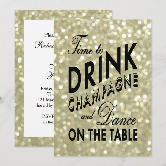 Glamour Gold Probe Dinner Einladung (Vorne/Hinten)