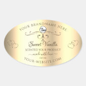 Glamour Gold Product Labels Verziert Hearts Logo Ovaler Aufkleber (Vorderseite)