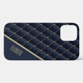 Glamour Gold Quilt Navy Muster Personalisiert Case-Mate iPhone Hülle (Rückseite (Horizontal))