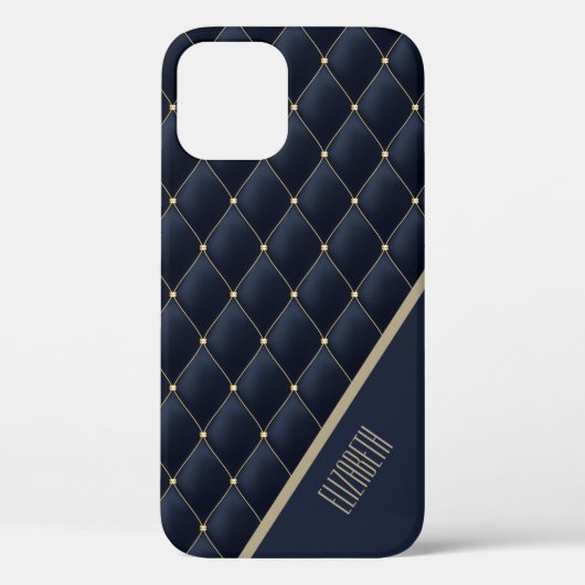 Glamour Gold Quilt Navy Muster Personalisiert Case-Mate iPhone Hülle (Rückseite)