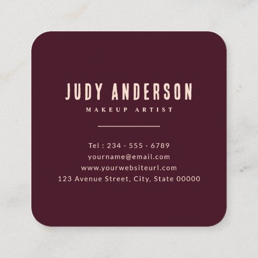 Glamour Gold Rose Lips Makeup Artist Quadratische Visitenkarte (Rückseite)