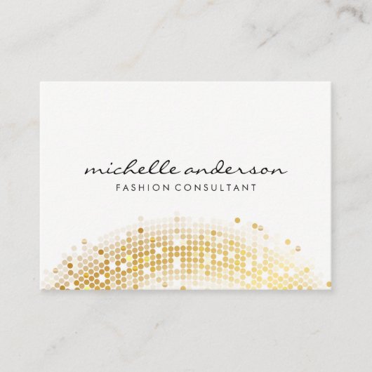 Glamour Gold Sequin White Gray Visitenkarte (Vorderseite)