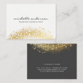 Glamour Gold Sequin White Gray Visitenkarte (Vorne/Hinten)