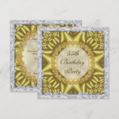 Glamour Gold & Silber 55. Geburtstagsparty Einladung (Vorne/Hinten)