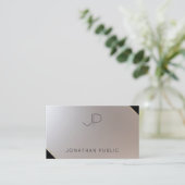 Glamour Gold Silver Elegante Monogram Modern Visitenkarte (Stehend Vorderseite)