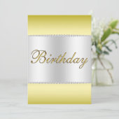 Glamour Gold, Silver & Gemis zum Geburtstag Einladung (Stehend Vorderseite)