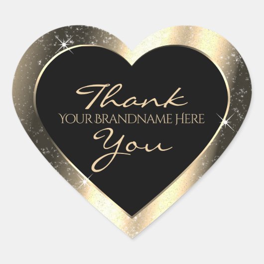 Glamour Gold Sparkle Glitzer Frame Vielen Dank Herz-Aufkleber (Vorderseite)