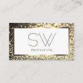 Glamour Gold Sparkle Glitzer White mit Monogram Visitenkarte (Vorderseite)