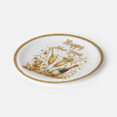 Glamour Gold Sparkle Silvester Pappteller (Schrägansicht)
