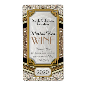 Glamour Gold Sparkler Weinflaschen Etiketten   2x3