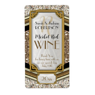 Glamour Gold Sparkler Weinflaschenetiketten 2x3,