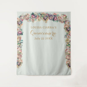 Glamour Gold Sparky Peony Quinceanera Wandteppich