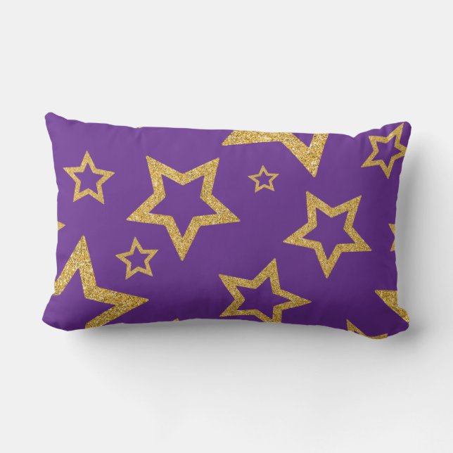 Glamour Gold Star auf Lila Lendenkissen (Rückseite)