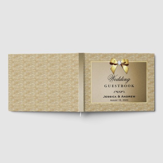 Glamour Gold & Stylish Gem Wedding Gästebuch (Voll)