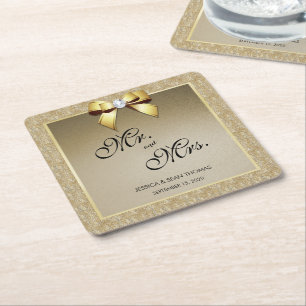 Glamour Gold & Stylish Gem Wedding Rechteckiger Pappuntersetzer
