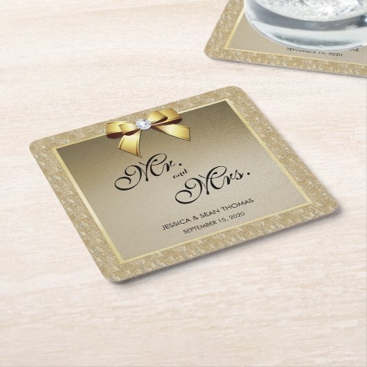 Glamour Gold & Stylish Gem Wedding Rechteckiger Pappuntersetzer (angewinkelt)