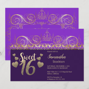 Glamour Gold Sweet 16 Einladung