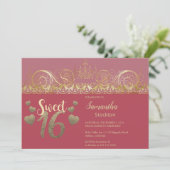 Glamour Gold Sweet 16 Einladung (Stehend Vorderseite)