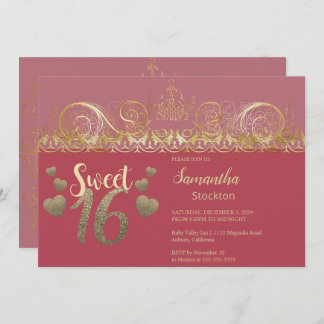 Glamour Gold Sweet 16 Einladung
