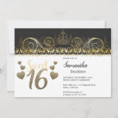 Glamour Gold Sweet 16 Einladung (Vorderseite)