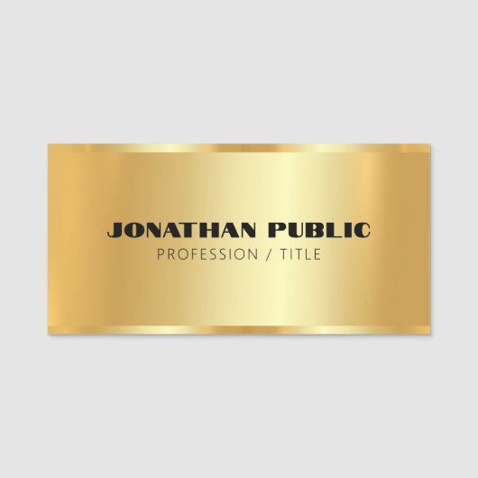 Glamour Gold Template Elegant Moderne Custom Namensschild (Vorderseite)