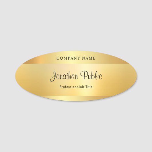 Glamour Gold Template kalligraphiert Skript Modern Namensschild (Vorderseite)