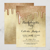 Glamour Gold Thick Glitzer Tropfen Bachelorette Einladung (Vorne/Hinten)