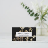 Glamour Gold Tropical Palm Trees auf Schwarz Visitenkarte (Stehend Vorderseite)