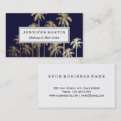 Glamour Gold Tropical Palm Trees Navy Blue Visitenkarte (Vorne/Hinten)