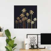 Glamour Gold Tropical Palm Trees on Black Poster (Heimbüro)