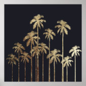 Glamour Gold Tropical Palm Trees on Black Poster (Vorne)