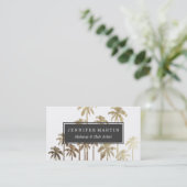 Glamour Gold Tropical Palm Trees on White Visitenkarte (Stehend Vorderseite)