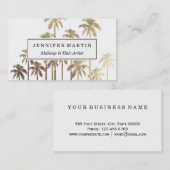 Glamour Gold Tropical Palm Trees on White Visitenkarte (Vorne/Hinten)