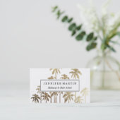 Glamour Gold Tropical Palm Trees on White Visitenkarte (Stehend Vorderseite)