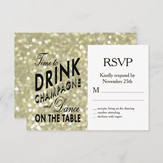 Glamour Gold UAWG RSVP Karte (Vorne/Hinten)