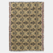 Glamour Gold und Black Damask Print Decke (Vorderseite Vertikal)