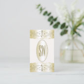 Glamour Gold und Creme Verzierte Ornamente Initial Visitenkarte (Stehend Vorderseite)