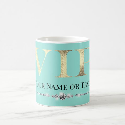 Glamour Gold VIP auf Aquamarin Kaffeetasse (Mittel)