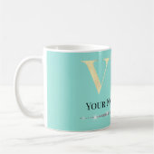 Glamour Gold VIP auf Aquamarin Kaffeetasse (Links)