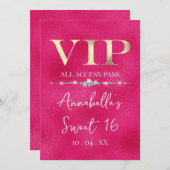 Glamour Gold VIP auf Hot Pink Einladung (Vorne/Hinten)