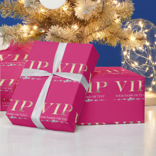 Glamour Gold VIP auf Hot Pink Geschenkpapier