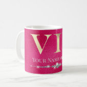 Glamour Gold VIP auf Hot Pink Kaffeetasse (Vorderseite Links)